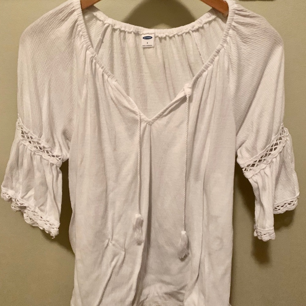 Women’s White Peasant Top Old Navy Size Small